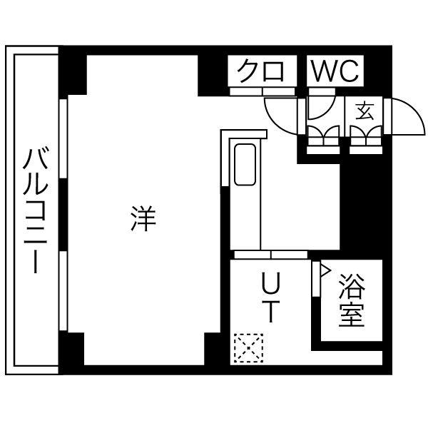 E-ハウス(1K/12階)の間取り写真