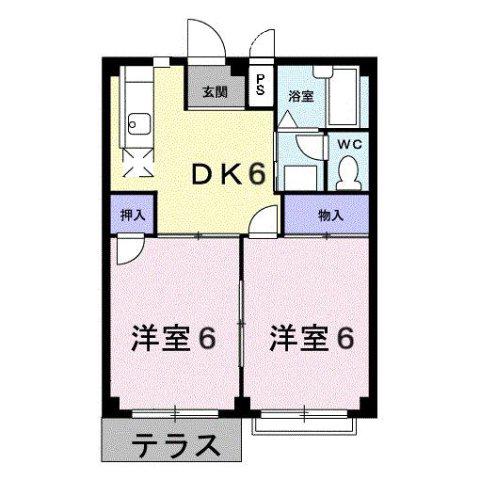 エルディム増井(2DK/1階)の間取り写真