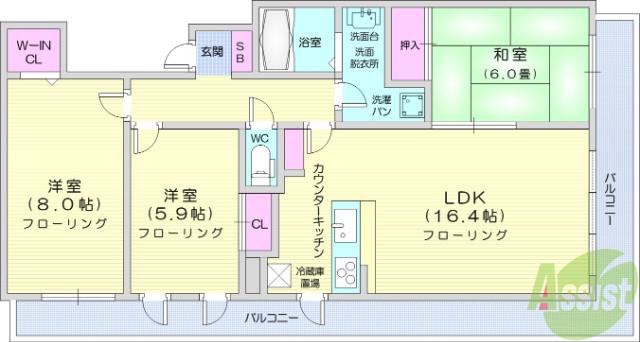 レジディアタワー仙台(3LDK/14階)の間取り写真