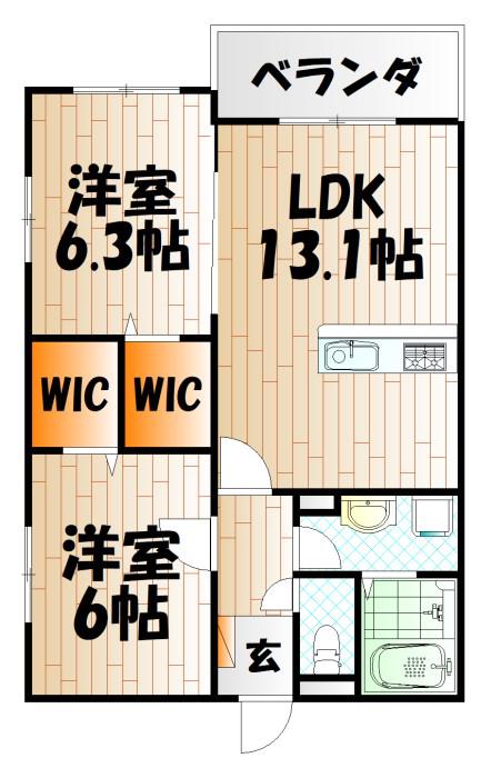 REXYZ槻田II(2LDK/3階)の間取り写真