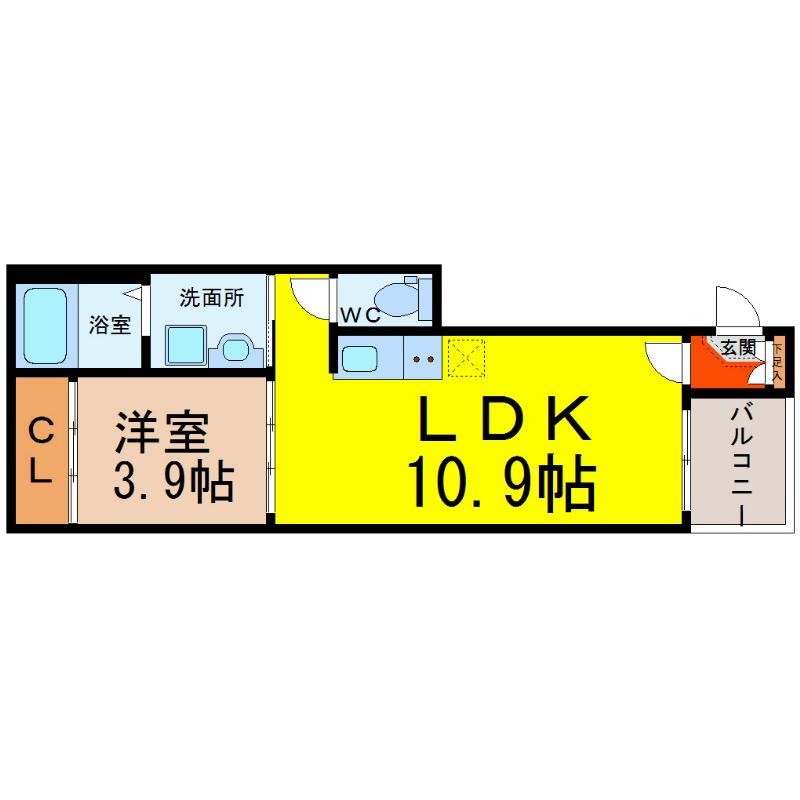 ラフィーネ大曽根(1LDK/3階)の間取り写真