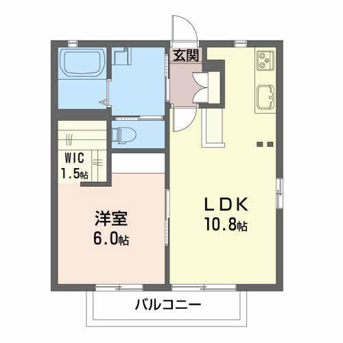 エステート笹谷VE(1LDK/1階)の間取り写真