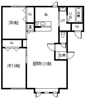 キャンディB(2LDK/1階)の間取り写真