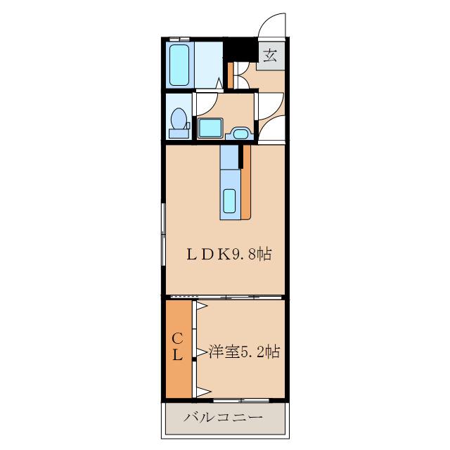 メゾンデュHMST(1LDK/2階)の間取り写真