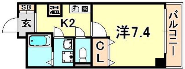 神戸アスタカレッジハイツ(1K/10階)の間取り写真