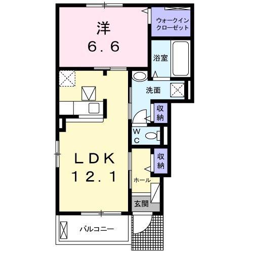 クラール 安宅E(1LDK/1階)の間取り写真