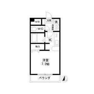 サンアペックス西城(ワンルーム/2階)の間取り写真