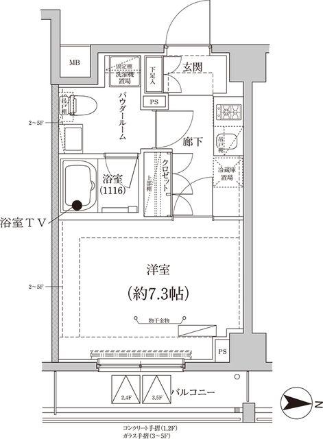 CREALPREMIER大島(1K/5階)の間取り写真