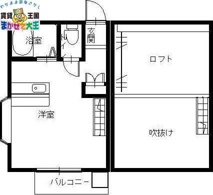 スタジアムビュー(ワンルーム/2階)の間取り写真