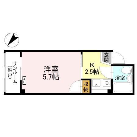 ヌーベル館II(1K/3階)の間取り写真