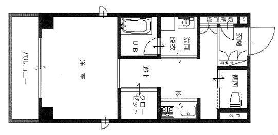 サンライズSC(1K/8階)の間取り写真