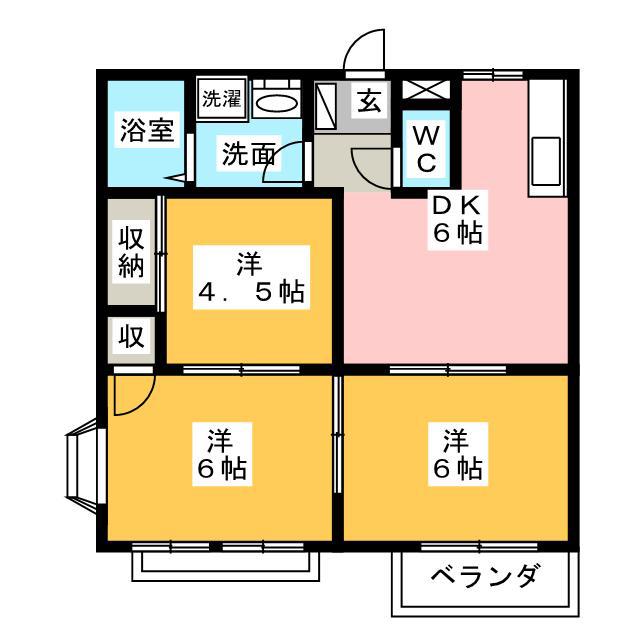 エルディム立田(3DK/2階)の間取り写真