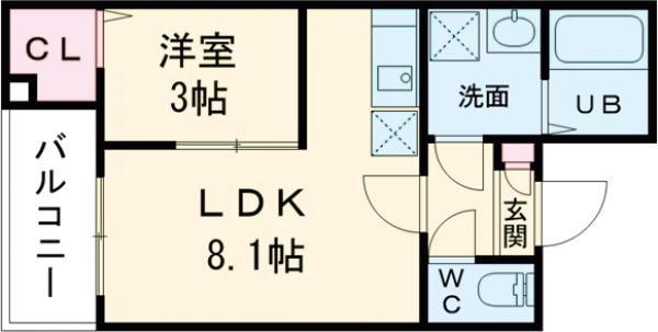 ジーメゾン奈良大安寺(1LDK/1階)の間取り写真