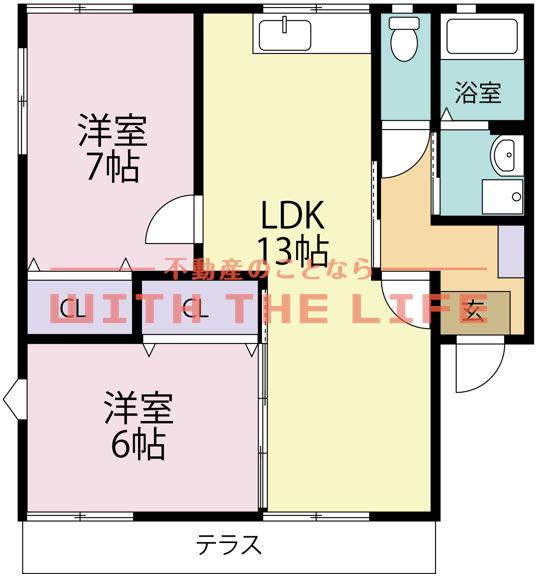 メゾネットマサ(2LDK/1階)の間取り写真
