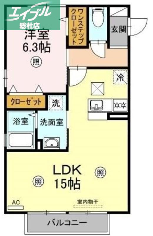 クレイドル浜町(1LDK/1階)の間取り写真