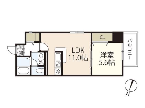 西蟹屋K.K(1LDK/7階)の間取り写真