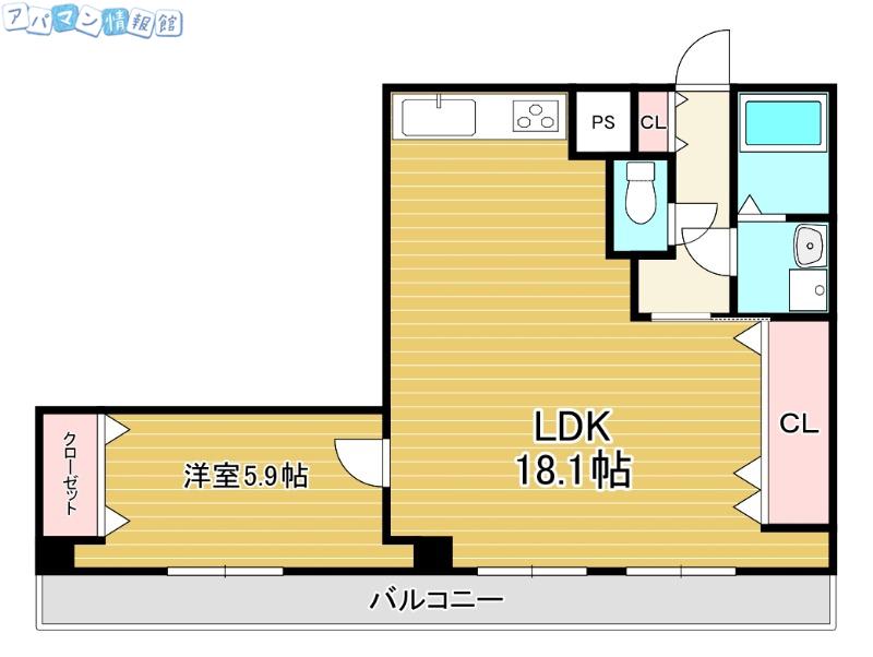 トラパレス(1LDK/3階)の間取り写真