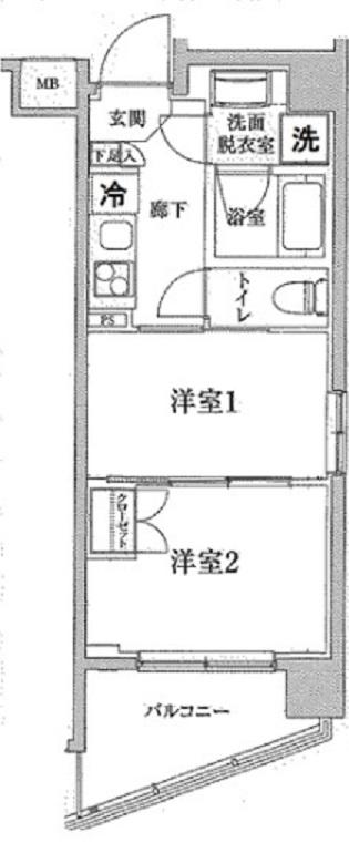 アイル グランディール蒲田(2K/2階)の間取り写真