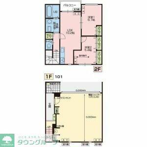 GARAGE上中野(2LDK/1階)の間取り写真