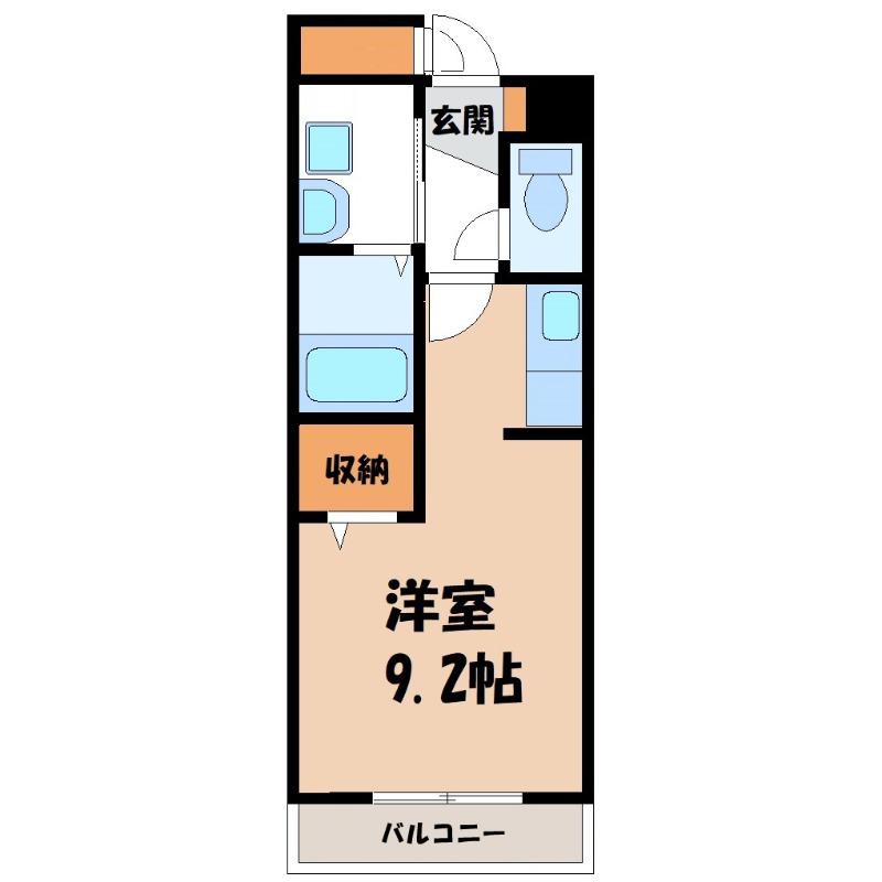 ソルセリエンテB(ワンルーム/2階)の間取り写真