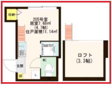 エトコ赤羽(ワンルーム/2階)の間取り写真