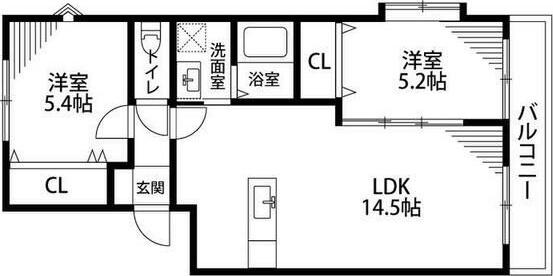 サニーコート高丘(2LDK/1階)の間取り写真