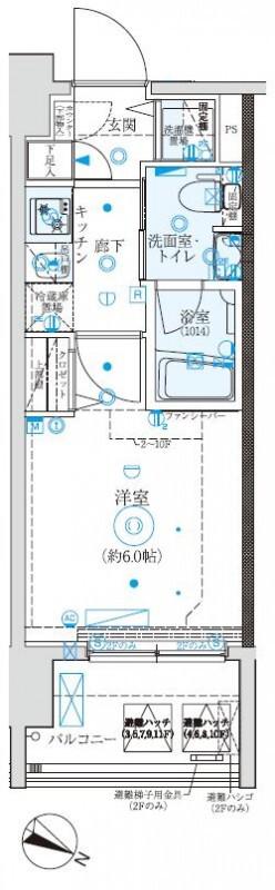 SHOKENRESIDENCE横浜伊勢町(1K/4階)の間取り写真