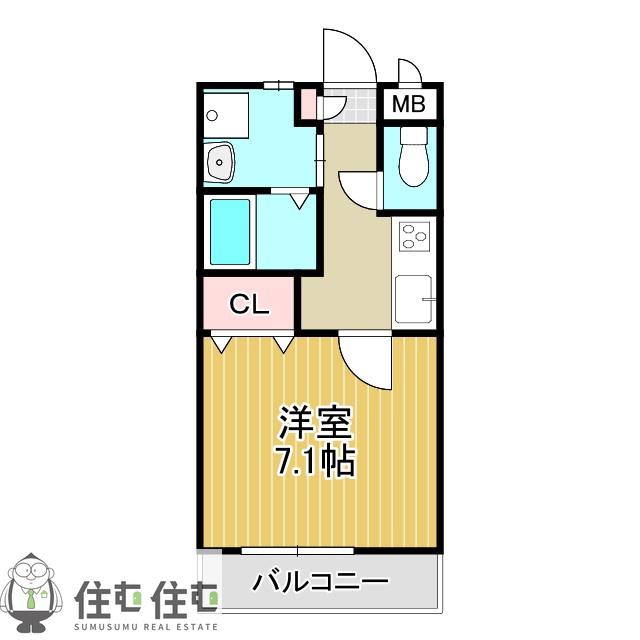 エスポワールAY(1K/1階)の間取り写真