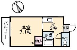 インカム21(1K/3階)の間取り写真