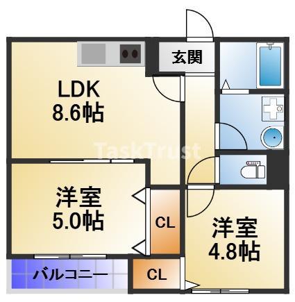 EIJU蒲生4丁目(2LDK/2階)の間取り写真