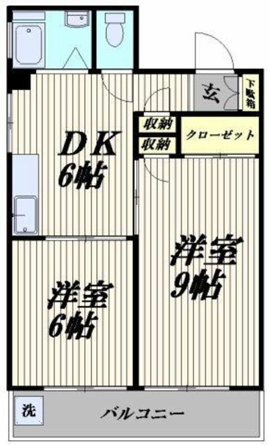 ハイマートフジ(2DK/4階)の間取り写真