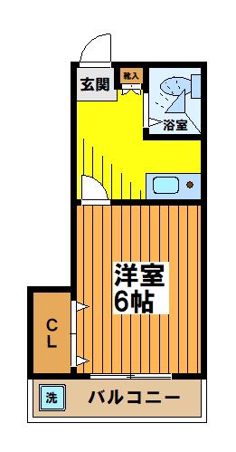 セシオン西新宿(1K/2階)の間取り写真