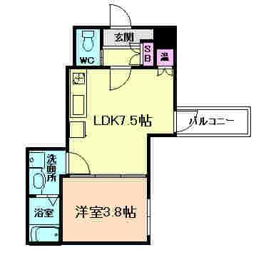 パシフィック千林(1DK/2階)の間取り写真