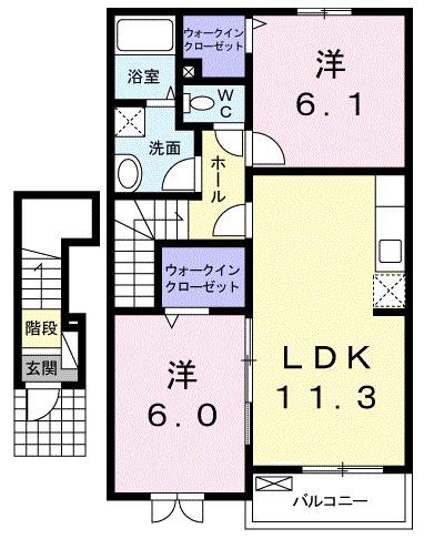ローレルコート(2LDK/2階)の間取り写真