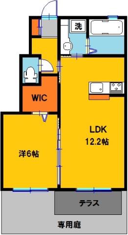 ヴィクトワールII A(1LDK/1階)の間取り写真