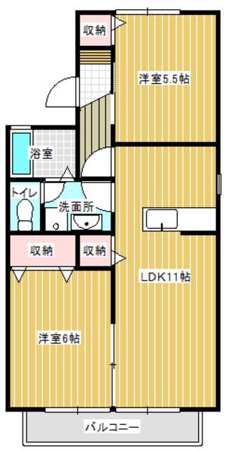 クラフト二番館(2LDK/1階)の間取り写真