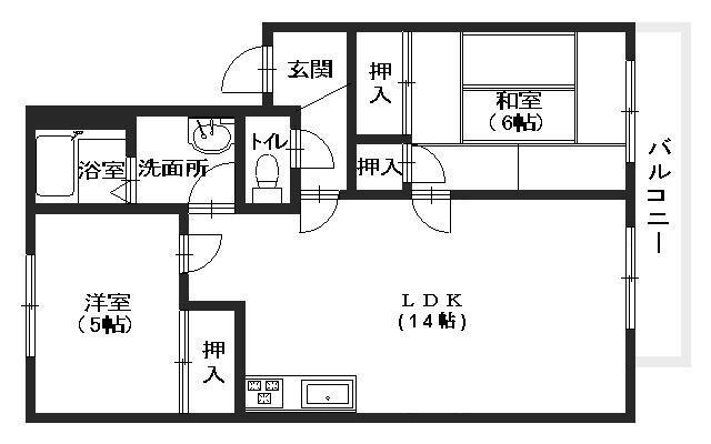 アピア中筋(2LDK/2階)の間取り写真
