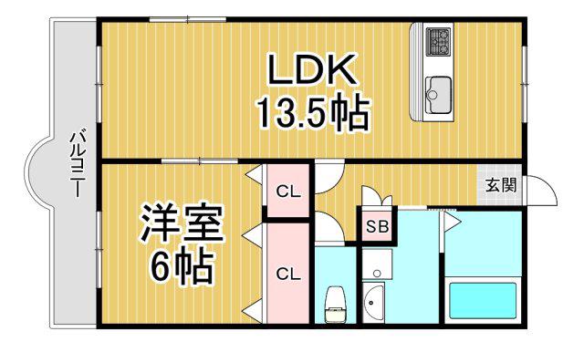 メゾン宮西Ⅱ(1LDK/1階)の間取り写真