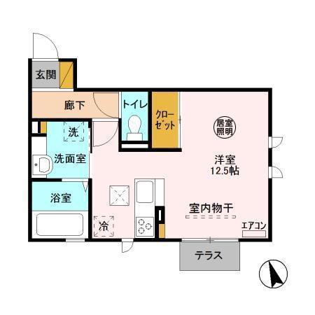 メゾンたくみ(ワンルーム/1階)の間取り写真