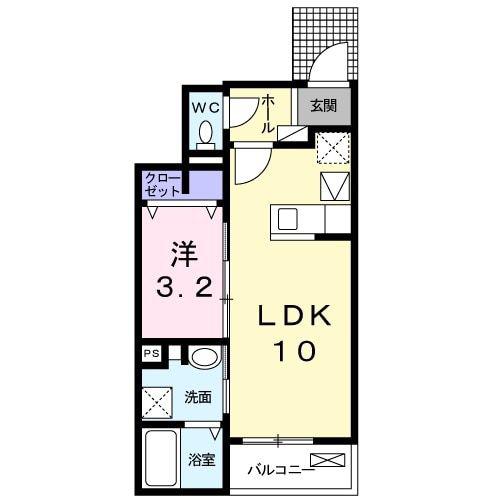 リッツ アグリス(1LDK/1階)の間取り写真
