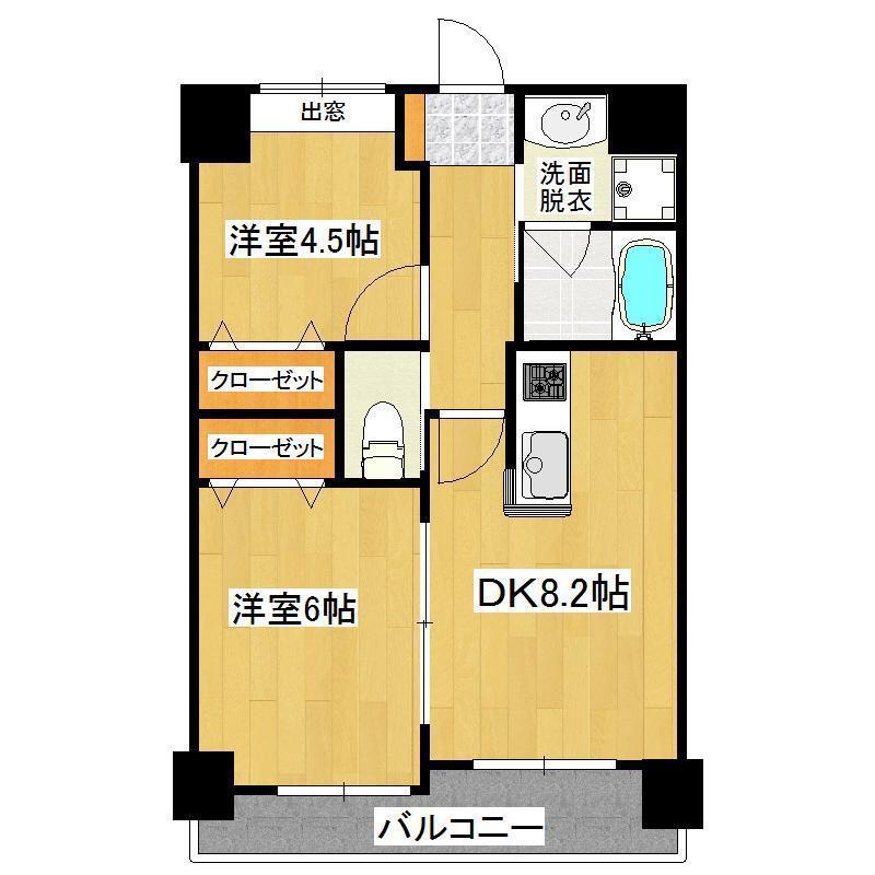 プラウドST(2DK/2階)の間取り写真
