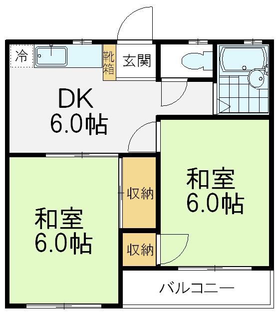 グレースマンションやまざき(2DK/1階)の間取り写真