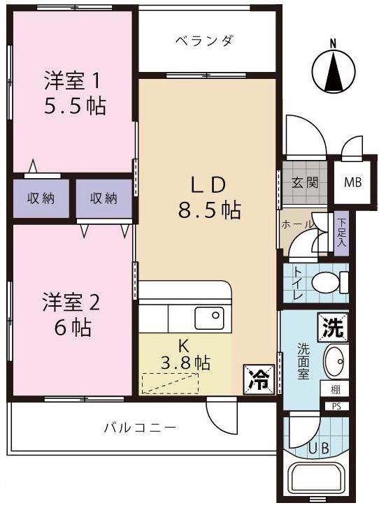 S.T.PALACEエスティーパレス(2LDK/1階)の間取り写真