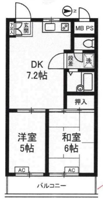 三桃マンション(2DK/4階)の間取り写真