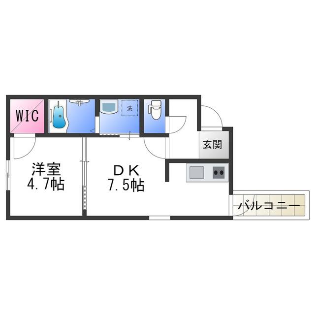 フジパレス針中野(1DK/3階)の間取り写真