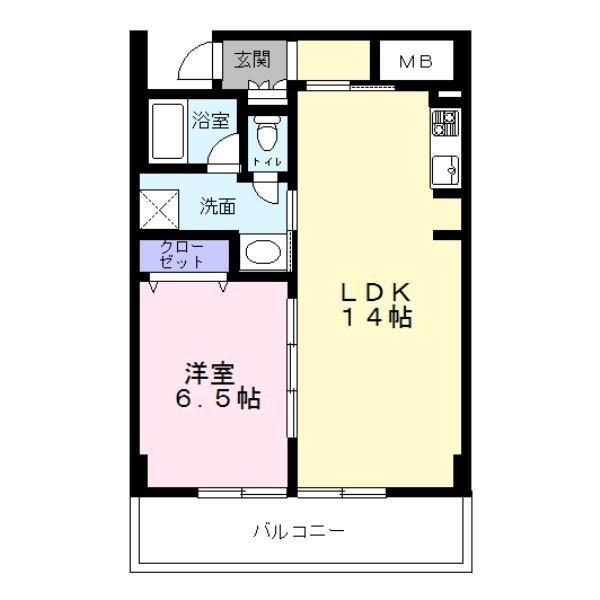 トゥレーヌ北花田(1LDK/2階)の間取り写真