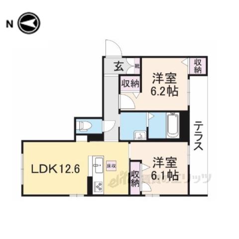 T メゾン ド ソレイユⅡ(2LDK/1階)の間取り写真