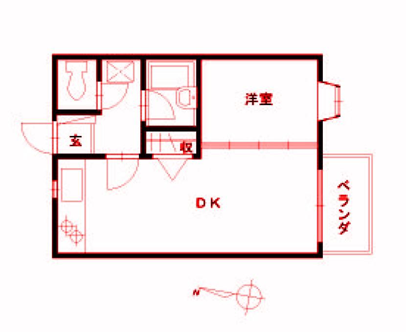 ラヴィー蒔田(1DK/2階)の間取り写真