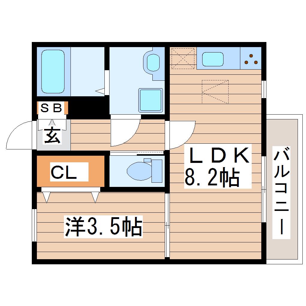 フォレシティ南仙台(1LDK/2階)の間取り写真