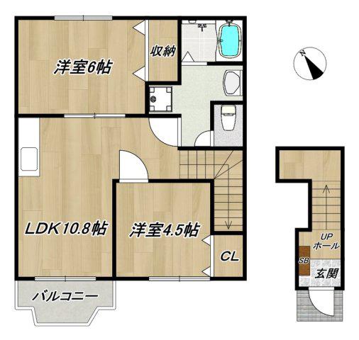 エテルネル生水II(2LDK/2階)の間取り写真